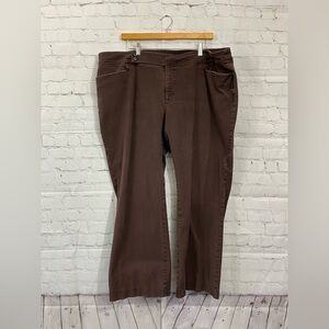 Chaps Womens Plus Size 22W Brown Double Button Closure Straight Leg Pants